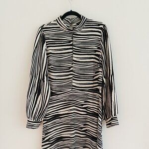 BANANA REPUBLIC - Zebra Print Midi Dress - Size 14